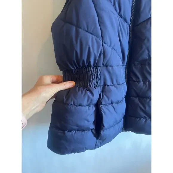 Banana Republic Faux Fur Puffer Quilted Winter Vest Blue Size Small - Picture 3 of 10